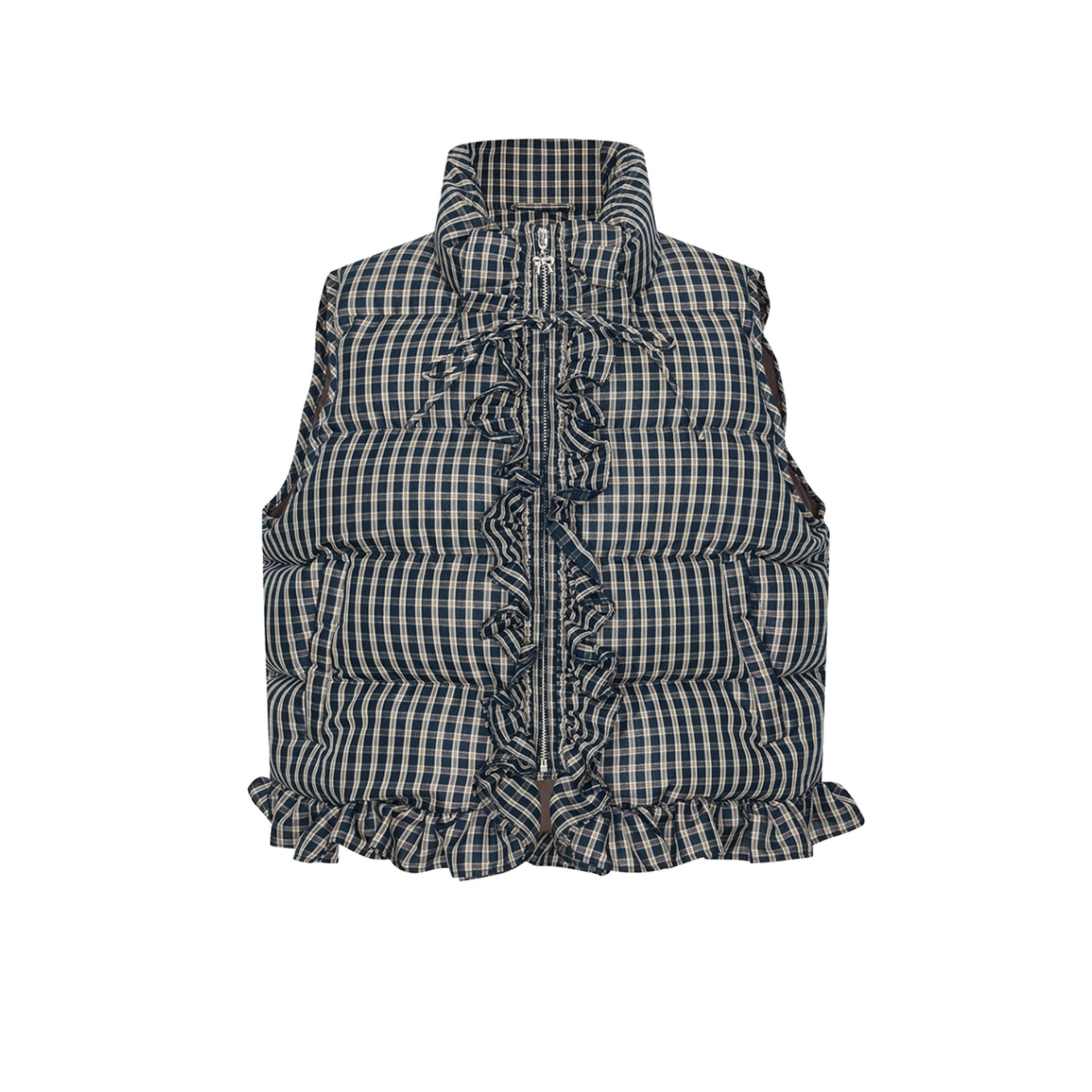 UR&DC2026春季新款甜美风减龄立领系带格纹荷叶边棉服女短款外套,女装/女士精品,棉衣/棉服,淘宝优惠券,粉丝福利购,淘宝优惠卷