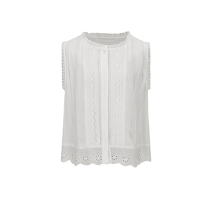 开襟白色衬衫 UR&DC2026夏季 新款 休闲镂空肌理感无袖 上衣棉 女短款