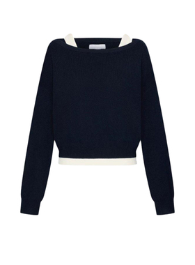 UR&DC2026春季新款设计感都市撞色两件式短款长袖针织衫女上衣潮