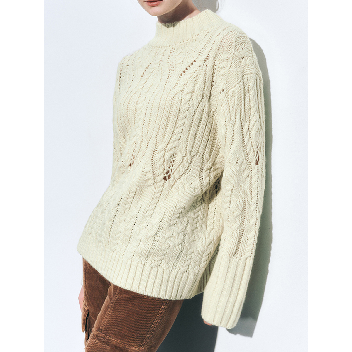 UR&DC2024秋冬新款慵懒风法式气质浪漫氛围高领套头毛衣女针织衫