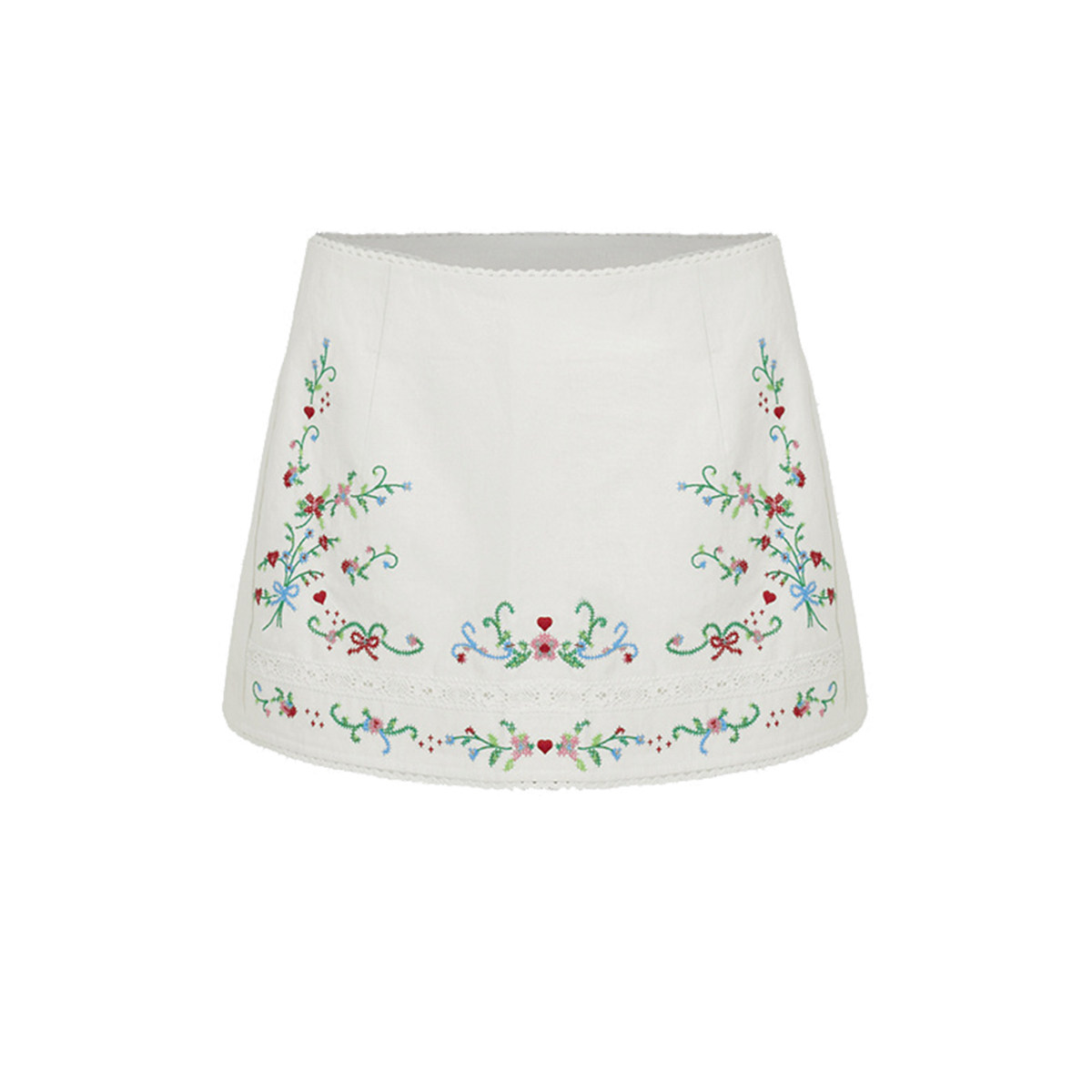 UR&DC2025夏季新款法式短裙气质时尚蕾丝刺绣图案短款A字裙半裙