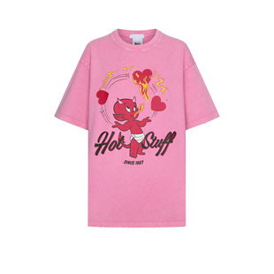 T恤女 少女潮流摩登趣味印花落肩小圆领纯棉短袖 UR&DC2026春季 新款