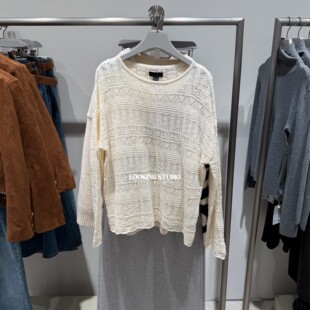 针织衫 UR&DC2026春季 女 圆领长袖 波嬉风浪漫镂空编织薄款 新款 法式