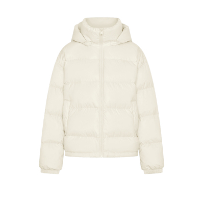 UR&DC2024冬季新款简约时尚休闲绗缝白鸭绒可拆连帽羽绒服女短款