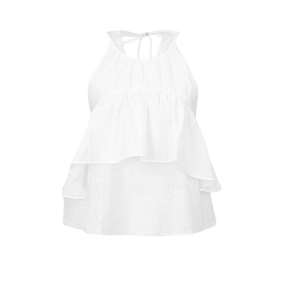 UR&DC2026夏季新款甜美少女感度假风荷叶边层叠系带吊带衫女上衣