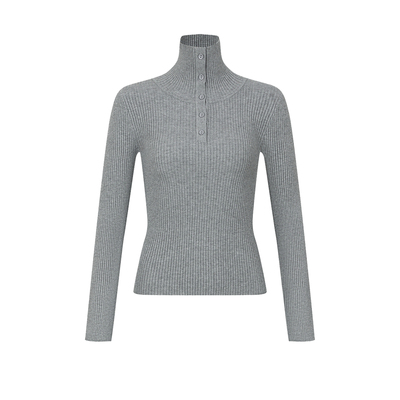 UR&DC2024冬季新款法式气质立领短款针织衫女修身上衣薄款打底衫