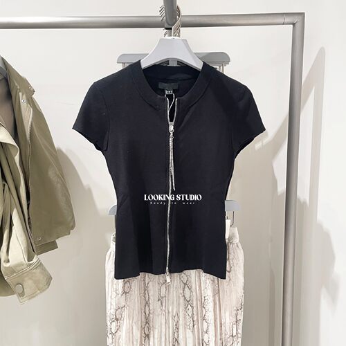 UR&DC2026春季新款气质潮流简约拉链开襟圆领针织开衫女短款上衣