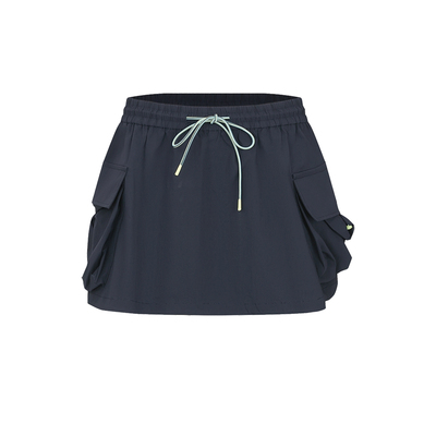 UR&DC2025夏季新款潮流时尚立体贴袋抽绳短款半裙女A字裙工装短裙