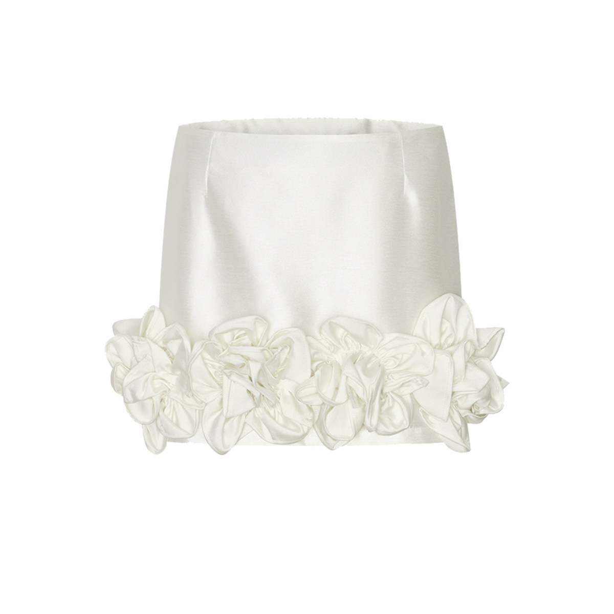 UR&DC2025春季新款高级感法式气质白色立体花朵装饰堆叠短裙半裙