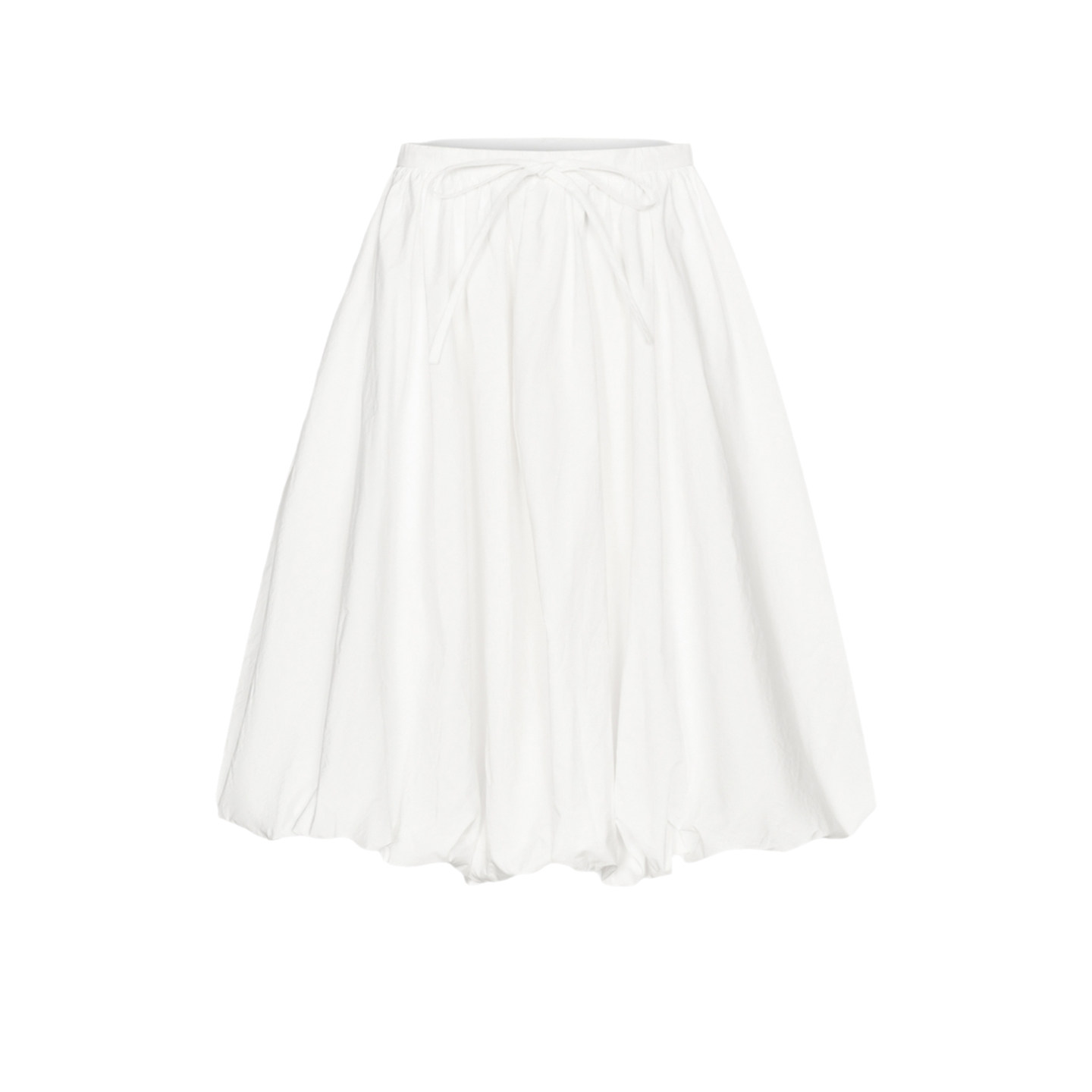 UR&DC2025夏季新款法式时尚休闲风蝴蝶结系带花苞裙白色A字半身裙