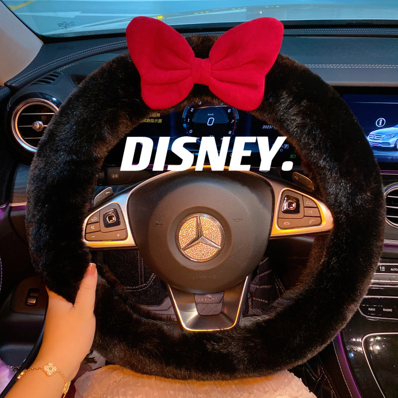 冬季蝴蝶结女款汽车方向盘把套