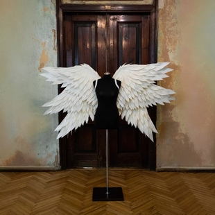 大号白色六翼天使翅膀cos万圣节恶魔漫展装饰走秀写真拍照道具