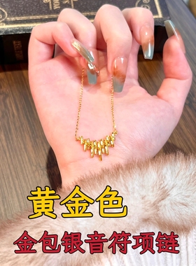 金包银碎冰冰律动音符项链女轻奢气质高级感精美锁骨链送女友礼物