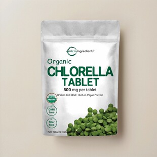 美国代成人螺旋藻片Organic Chlorella小球藻免疫力肠胃健康720粒