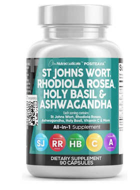 美国成人圣约翰草胶囊St Johns +红景天醉茄Rhodiola情绪压力保健