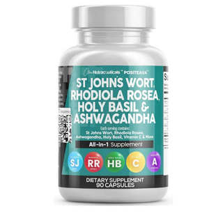 美国成人圣约翰草胶囊St Johns +红景天醉茄Rhodiola情绪压力保健