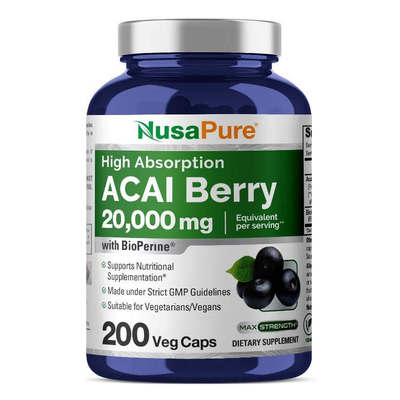 NusaPure Acai Berry成人巴西莓胶囊形体保健200粒美国