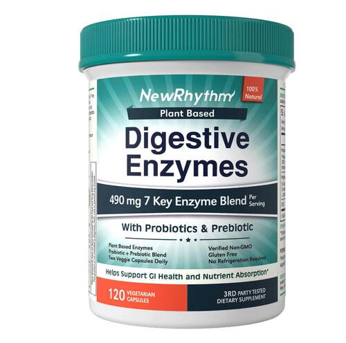 NewRhythm消化酶490毫克7种关键酶益生菌益生元Digestive Enzymes