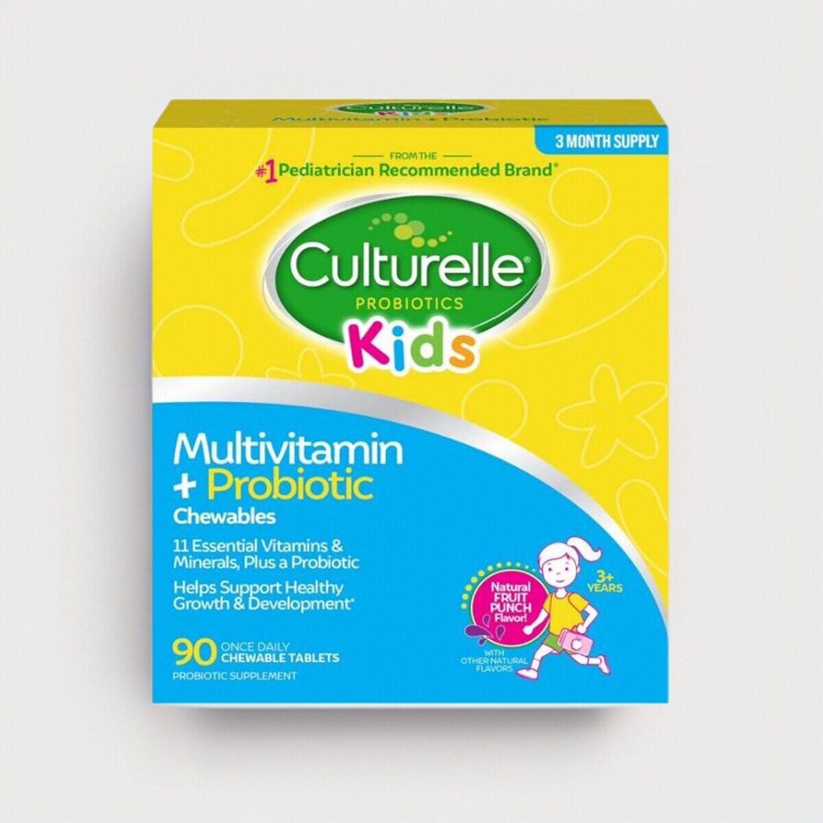 美国儿童益生菌复合维生素咀嚼片3岁消化健康Culturelle Kids90粒