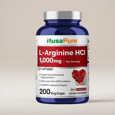 美国NusaPure L-Arginine成人能量补充1000毫克200粒保健