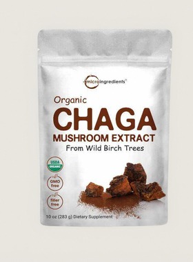 美国成人Chaga蘑菇提取物100:1素食家人免疫力帮助283克健康保健