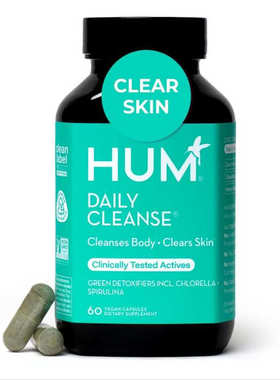HUM Daily Cleanse Acne痘痘净化肠道清理胶囊锌和螺旋藻60粒