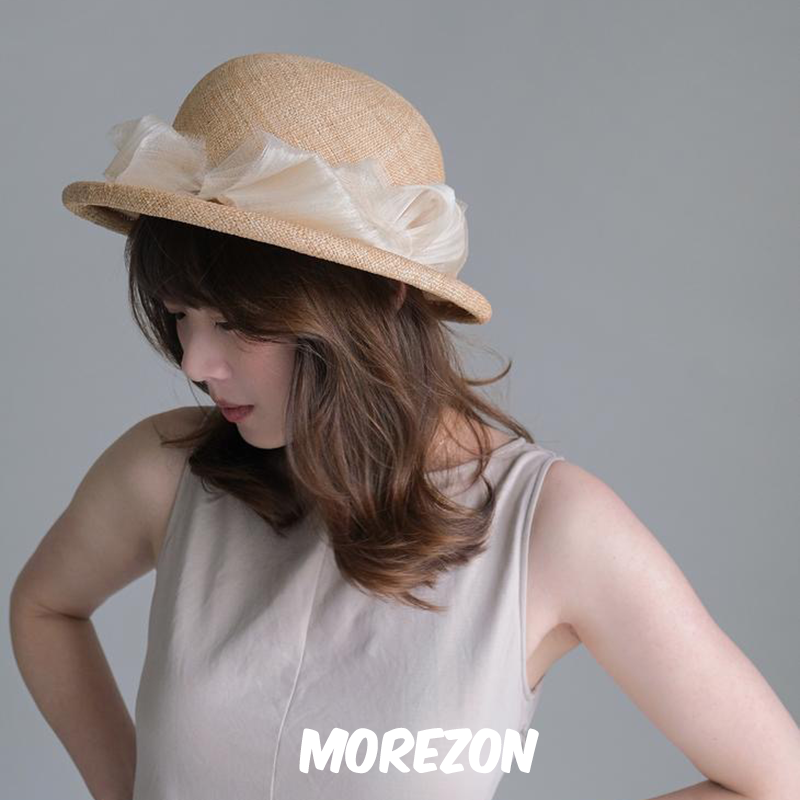 MOREZON【KREUZZZ】25SS小众设计师手工宝草编制圆顶卷边丝麻草帽 - 实物图