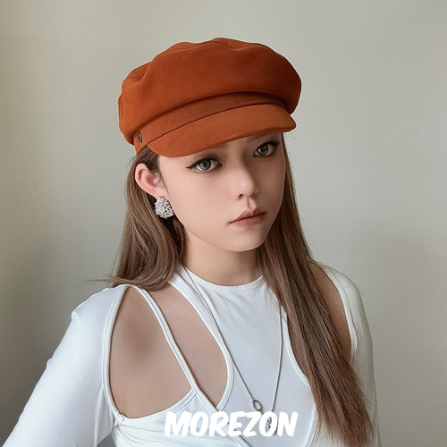 MOREZON【Mossant】设计师手工24秋冬新款潮人休闲羊皮革平顶帽子