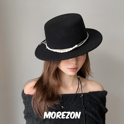 MOREZON【ETRE PAR LEE】25AW秋冬新款潮人百搭羊毛呢平顶礼帽女