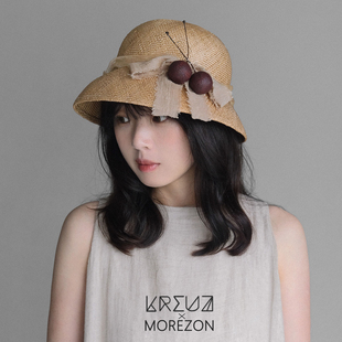MOREZON【KREUZZZ Aria】26春夏新款潮人田园风手工樱桃圆顶草帽