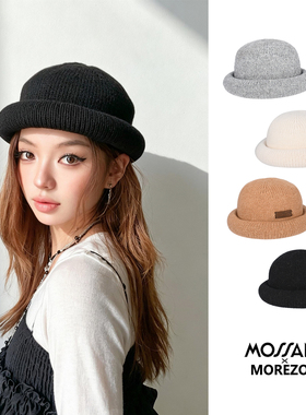 MOREZON【Mossant】26秋冬新款潮人简约休闲百搭羊毛针织包头帽子