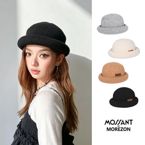 MOREZON【Mossant】26秋冬新款潮人简约休闲百搭羊毛针织包头帽子