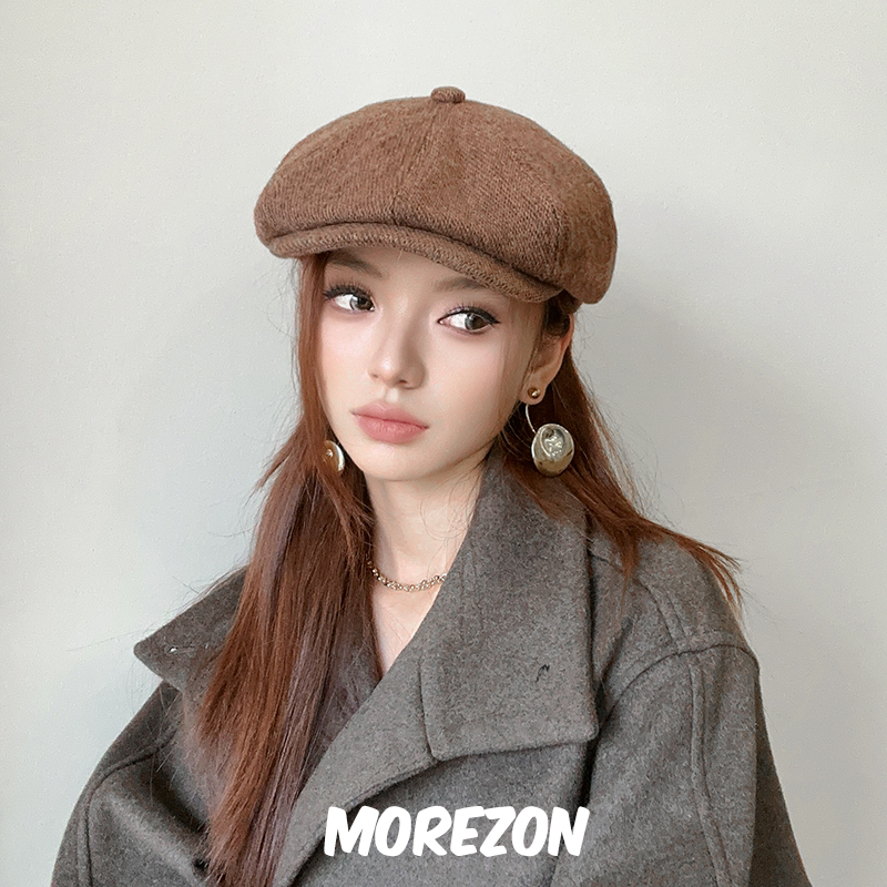 MOREZON【Mossant】24秋冬新款潮人简约休闲百搭羊毛八角报童帽子