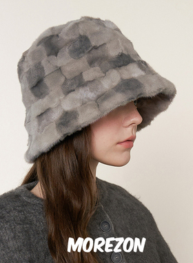 MOREZON【Brown hat Mink Bucket Hat】23秋冬潮人水貂毛渔夫帽子
