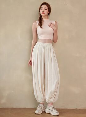 禅意宽松阔腿防震瑜伽套装女
