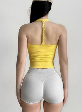 瑜伽运动背心女含胸垫扭结麻花美背高弹速干健身文胸训练吊带上衣