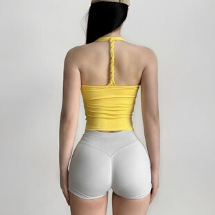 瑜伽运动背心女含胸垫扭结麻花美背高弹速干健身文胸训练吊带上衣