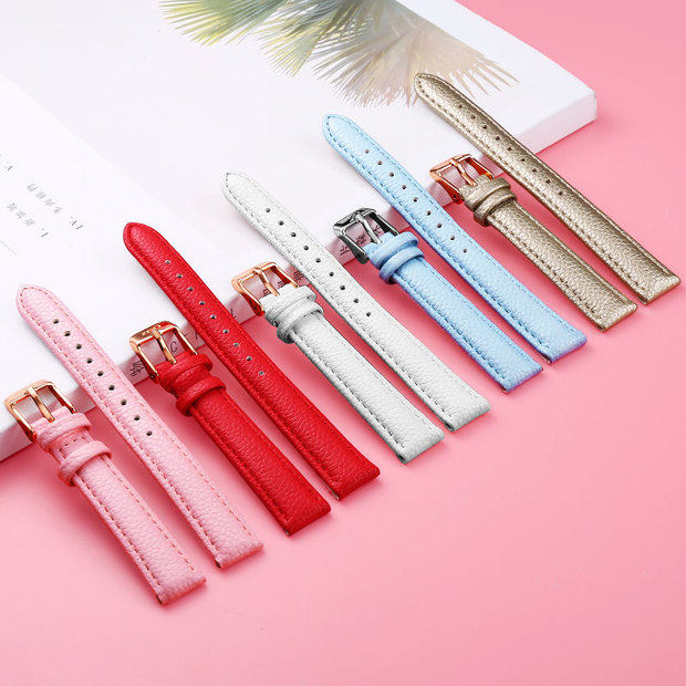 迪士尼儿童表带男女款真皮针扣表链配件代用浪琴天梭卡西欧表带女