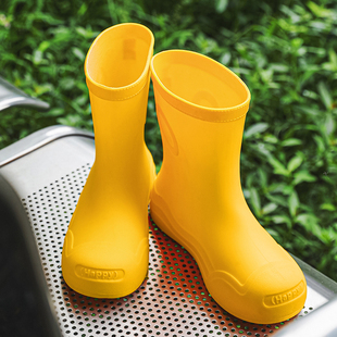 黄色雨鞋女款夏2026新款时尚百搭防滑厨房水鞋女成人短筒雨靴胶鞋