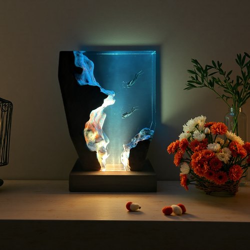 带灯光室内家居摆件树脂实木送礼