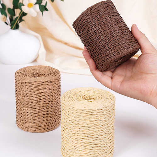 跨境拉菲草绳线编织夏日包帽子手工diy手工钩针毛线纸线编织线