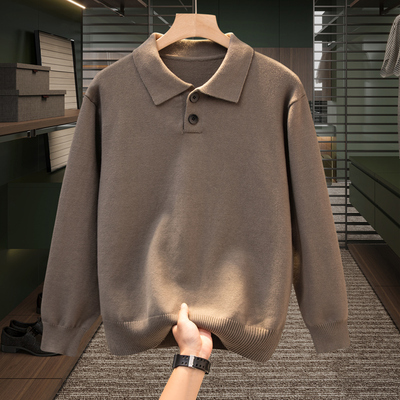 高端翻领纯棉毛衣韩版针织衫
