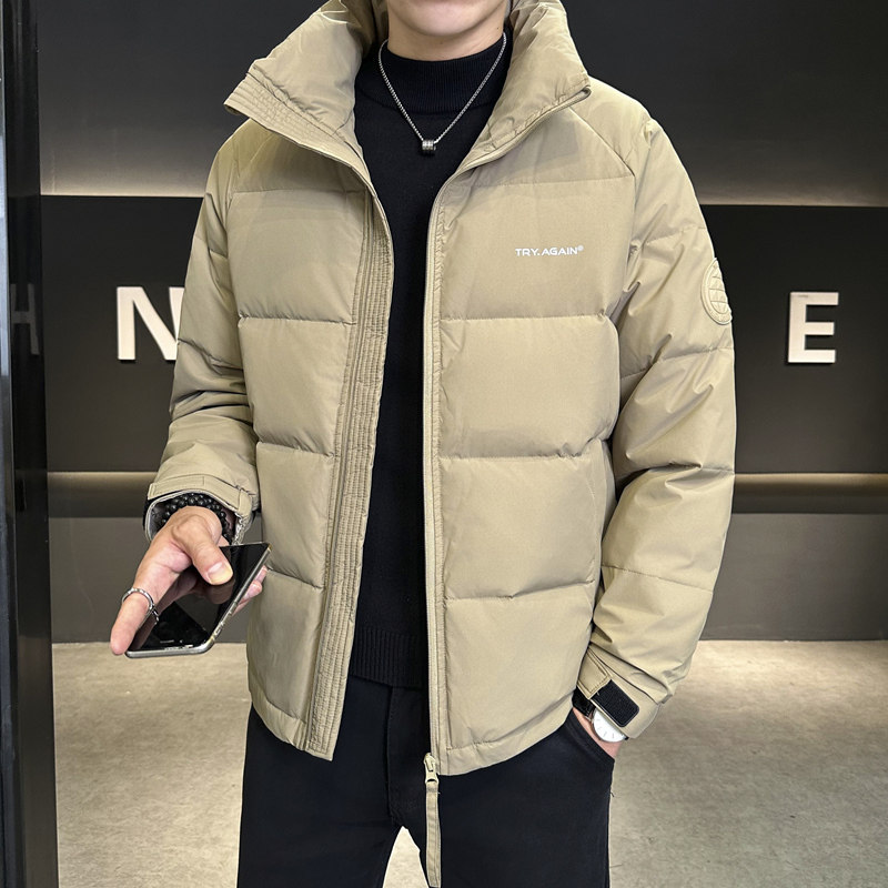 羽绒服男2024年新款冬季潮流白鸭绒加厚保暖青年立领短款冬装外套