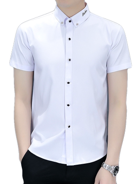 短袖衬衫男夏季2022新款潮衣服男装修身款休闲衬衣内搭打底衫外套