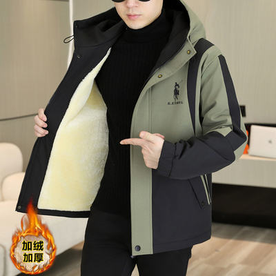 秋冬季加绒加厚保暖外套男