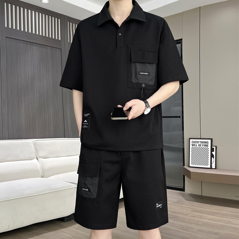 休闲运动套装男夏季2025年新款帅气短袖T恤潮牌穿搭配男装一整套,男装,休闲运动套装,淘宝优惠券,粉丝福利购,淘宝优惠卷