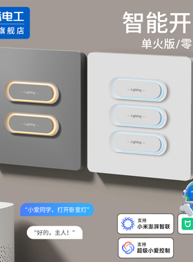 已接入米家APP智能开关控制面板小爱同学语音凌动开关双控 零火版