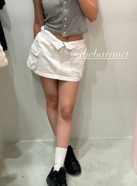 2026春新款韩国东大门th*Bar*net纯色休闲复古潮工装牛仔短裙女