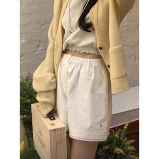 net宽松复古休闲显瘦高腰花边短裤 2025春季 Bar 韩国东大门th 新款