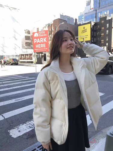 冬季新款韩国东大门OU*CE新国标90白鸭绒短款羽绒服面包服外套女